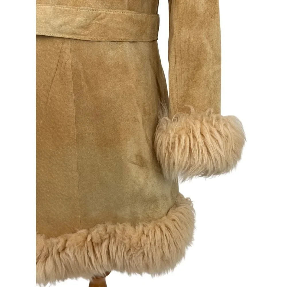 Vtg 60s Leather & Afghan Penny Lane Coat | Free People Boho Indie Luxe Grunge S - Picture 8 of 13